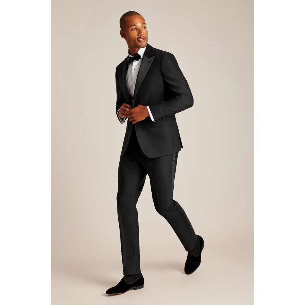 BONOBOS Prominent fit Empire Stretch Italian Wool Tuxedo Jacket 48L Black Wool